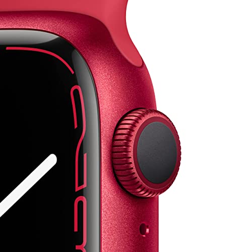 Image of Apple Watch Series 7 (GPS, 41MM) - Red Aluminum Case with Red Sport Band (Renewed)