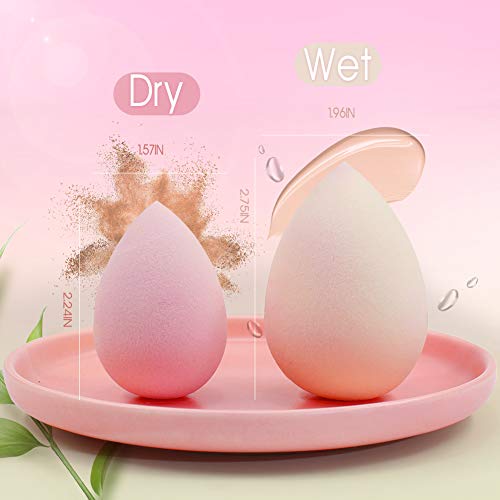 BEAKEY Color-Changing Makeup Sponge Set Blender Beauty Foundation Blending Sponge, Flawless for Liquid, Cream, and Powder, 2 Pcs - Thumbnail 4