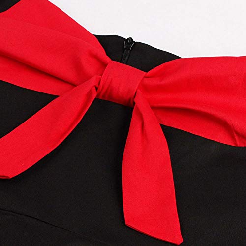 Image of Women Vintage Polka Dot 1950s Rockabilly Halter Audrey Dress Retro Floral Evening Cocktail Swing Dress
