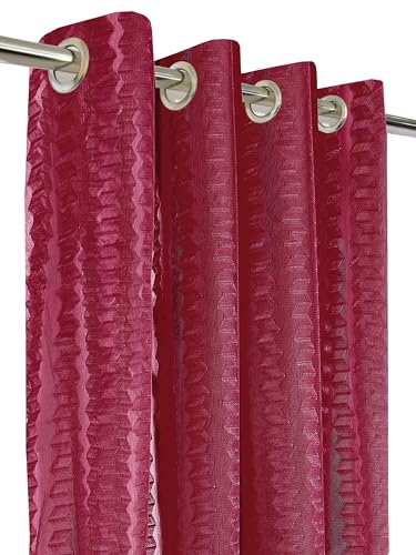 Image of Cortina Polyster Transparent Curtain Set |Long Door Installation | Bedroom Living Room Kids Room | 9 Feet Window Curtain Pack of 1 | Red