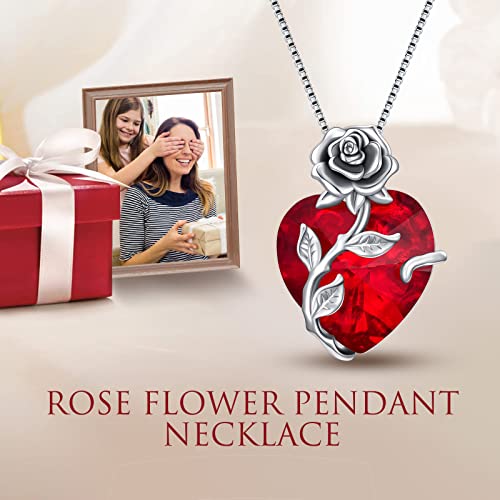 Ocj Rose Birthstone Necklace Sterling Silver Rose Pendant Necklace With January Birthstone Jewelry Birthday Graduation Christmas Gifts For Women Her Wife Girlfriend Sister Friend #TOP1