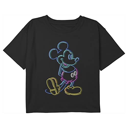 Mickey Mouse Disney Girls' Neon Mickey Boxy Crop Tee