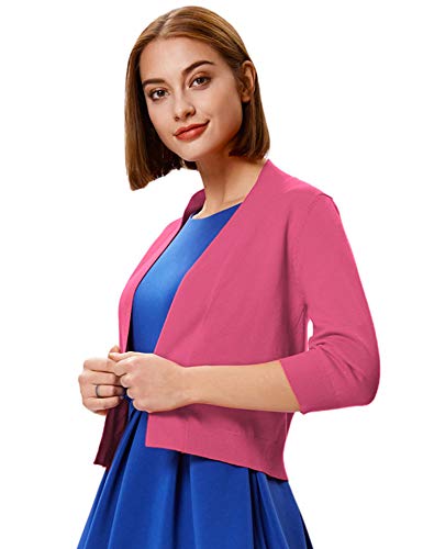 Image of GRACE KARIN Women Cardigan Sweaters Lightweight Knit Cropped Cardigans Trendy 3 /4 Sleeve Shrug Bolero S-3XL
