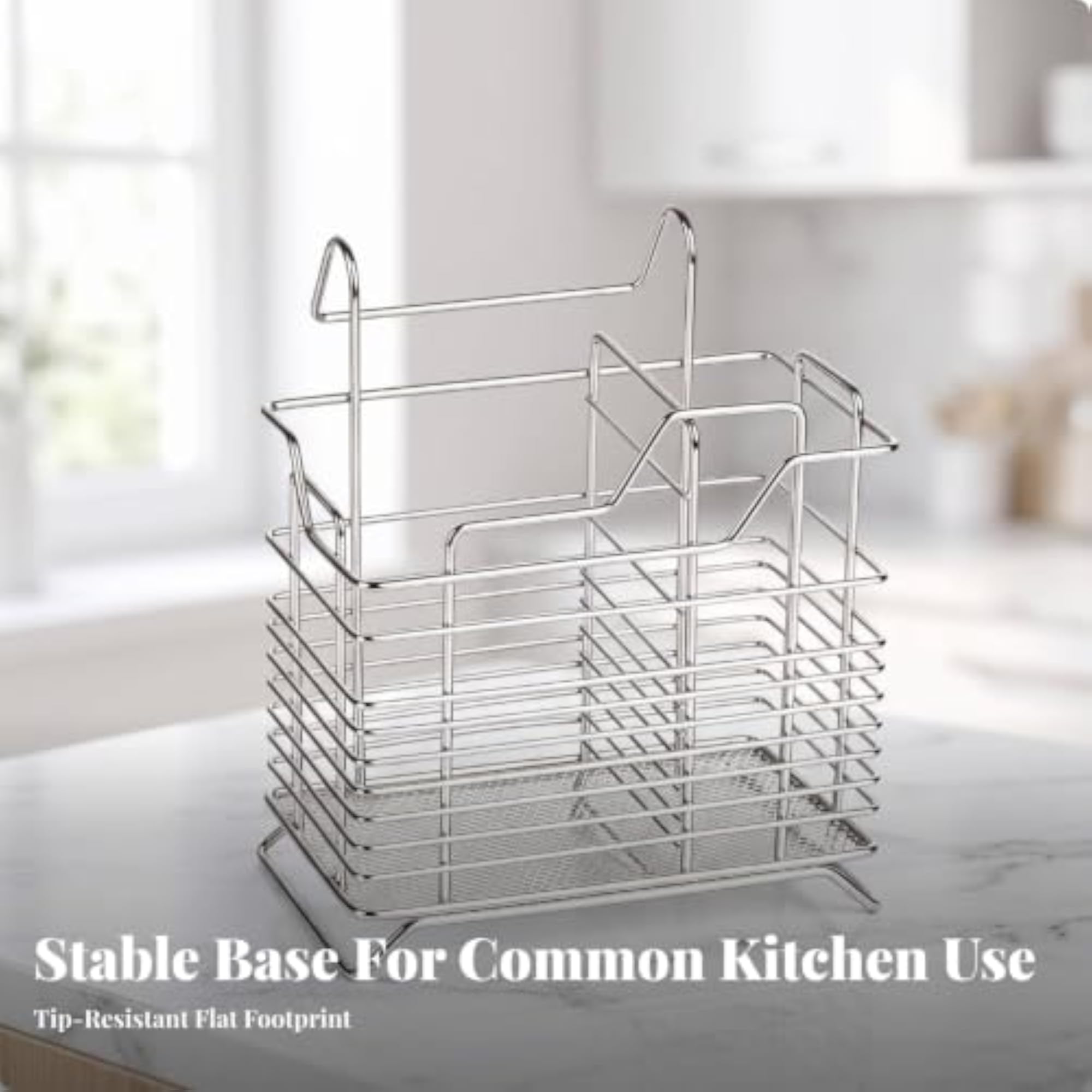 Stainless Steel Utensil Holder with Compartments