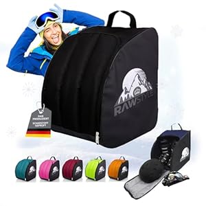 Rawstyle Skischuhtasche Skistiefeltasche Rucksack Helm für Hart-Soft-Boots Inliner Bootbag Tasche Modell 2 (schwarz-schwarz)
