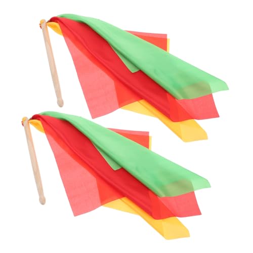 BESPORTBLE 1Par de Baquetas de Madera con Pañuelos para Adultos para Presentaciones de Danza Rítmica y Gimnasia miniatura 1