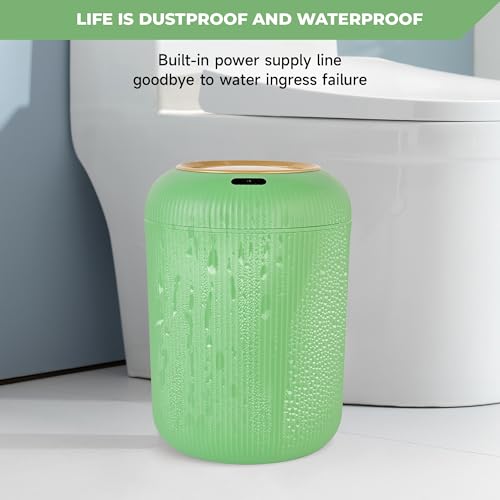 Image of Pukomc Smart Sensor Wastebasket, Convenient and Hygienic Easy to Use, Technology Sensor Waterproof Wastebasket Plastic Trash can for Kitchen, Bathroom, Bedroom, Living Room, Office and Outdoor Green