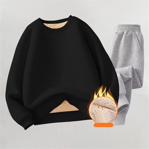 Kids Girls Fleece-Lined Sweatshirts Set 2 Piece Crew Neck Pullover Tops+jogger Sweatpants Thick Warm Sport Outfits2