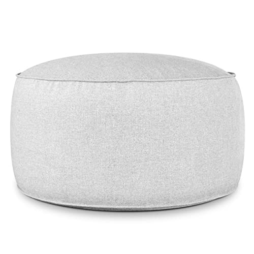 DESHOME - Puff reposapiés redondo Ø 100 cm relleno desenfundable para interior y exterior: Puff diseño para sofá sala de estar, dormitorio, puff reposapiés, puff salón Light puf (gris luz)