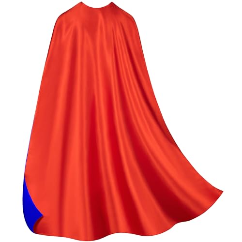 Adult Superhero Cape & Mask Set - Double-Sided Blue & Red Super Hero Capes and masks for Men Women Dress-Up Parties