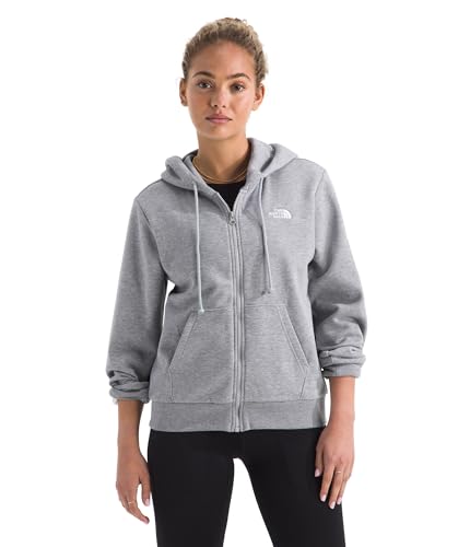The North Face Women's Evolution Simple Dome Full Zip Hoodie - Performance Hood with Adjustable Drawcord, Hand Pockets, TNF Pale Grey Heather, Small