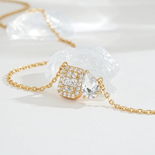 Fettero Gold Necklace for Women - 14K Plated Dainty Gold Necklaces Cute Charm Pendant Trendy Necklaces for Women Jewelry