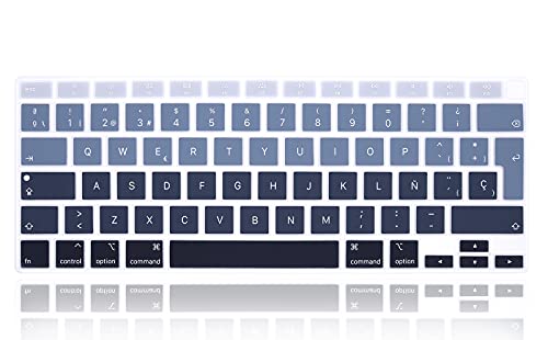 XHLWZR EU/UK Funda de Teclado de Silicona en Español para MacBook Air 13 Pulgadas 2020 Versión Modelo A2179 A2337 M1 Chip, para MacBook Air 13 Pulgadas Accesorios, para MacBook Air 13" Cover