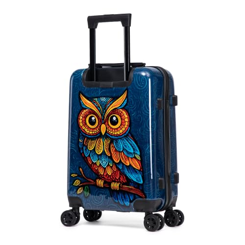 Image of InUSA Owl Print 20-Inch Carry-on Hardside Spinner Luggage Durable TSA Lock