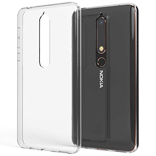 NALIA Case Compatible with Nokia 6.1 2018, Mobile Phone Back-Cover Ultra-Thin Silicone Soft Skin Protector, Shock-Proof Crystal Clear Rubber Bumper Flexible Slim-Fit Transparent Protective Backcase