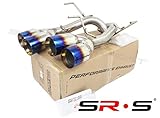 SRS Axle back QUAD TIP Exhaust Compatible/Replacement for 2011-2014 Subaru WRX STI SEDAN 4' Burnt...