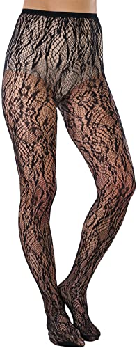Image of ToBeInStyle Women's Elegant Floral Lace Inspired Spandex Net Full Length Tights