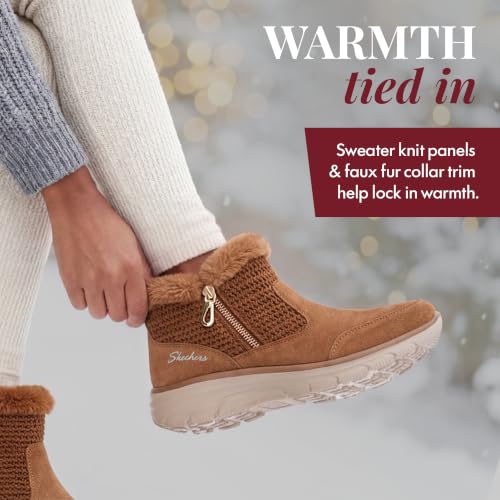 Skechers Women's EASY GOING - GENTLE FALL, Sweater knit zip up boot, Chestnut, 8.5M - image 6