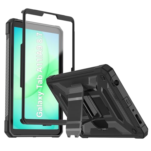 Samsung Galaxy Tab A11/A9 Hülle 8.7 Zoll 2025/2023, TrendGate Leichtes Stoßfeste Armor Series Samsung Tab A11 Hülle Integrierter Bildschirmschutz mit Ständer für Galaxy Tab A11/A9 8.7'' - Schwarz