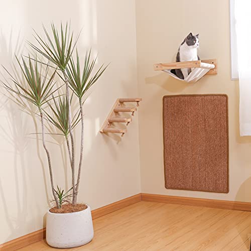 Image of FUKUMARU Cat Scratcher Mat, 23.6 X 15.7 Inch Natural Sisal Cat Scratch Mats, Horizontal Cat Floor Scratching Pad Rug with Sticky Tapes, Protect Sofa and Carpet (Brown-23.6 x 31.5 Inch)