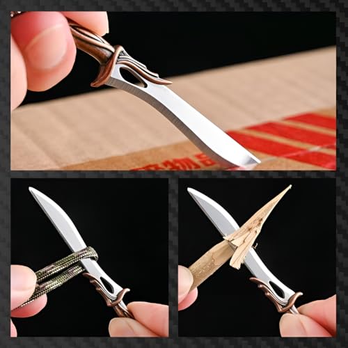 Image of Mini Sword Keychain with Sheath - Collectible Knife Shape Keyring for Men & Women, Unique Gift Accessory