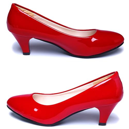 Image of WUIWUIYU Womens Office Kitten Heels Pumps Slip On Evening Dress Work Cute Sexy Pump Shoes