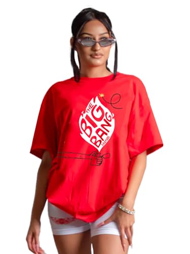 Image of LEOTUDE Women Cottonblend Oversized Baggy Fit Half Sleeve Round Neck Multicolor Combo T-Shirt for Women & Girls (Pack of 3)