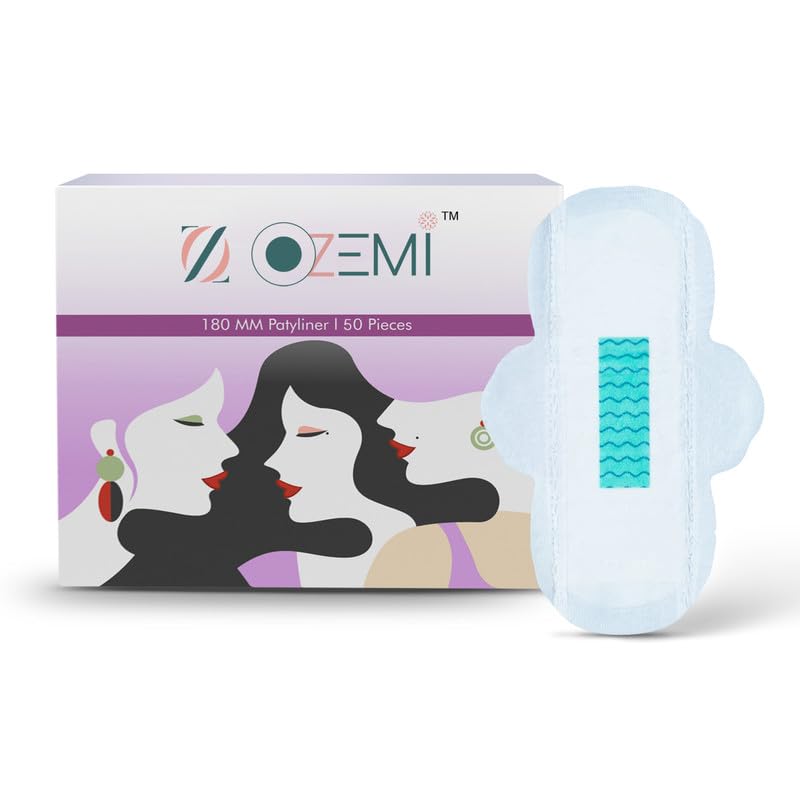 Ozemi Panty liners daily use Ultra-thin Anti-Bacterial Anion Technology, Protection for 8 Hours for Pre & Post period use, Guard against Leakage, discharge and rashes, Non-period Days & Spotting, 180 mm, Pack of 50