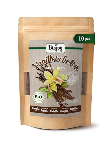 Biojoy Gousses de Vanille Bourbon de Madagascar BIO (10 morceaux), Bourbon Vanille 13-15 cm