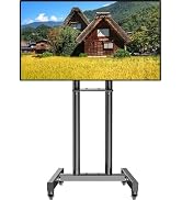 WNJQBY Mobile TV Stand with Wheels for 26-60 Inch Flat Curved TVs & Monitors, Rolling TV Cart Max...