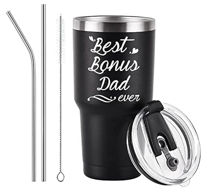 Best Bonus Dad Ever Travel Mug Tumbler - Father's Day Birthday Gift from Daughter Son Kids - 30OZ