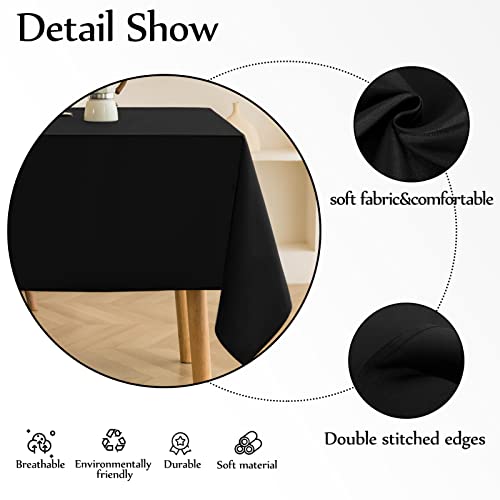 Aocoz Black Tablecloth 60 X 102 Inch- Rectangle Tablecloths Stain-Wrinkle Resistant, And Washable, Decorative Polyester Table Cover For Dining Table, Banquets, Buffet Parties, And Wedding #TOP3