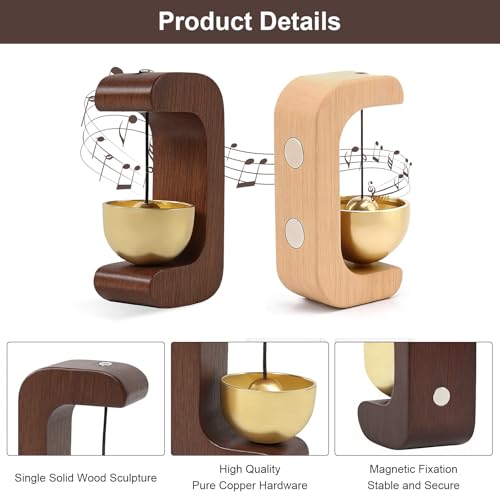 2 Stück Magnetische Türklingel Selbstklebend Türklingel aus Holz Magnetische Türglocke Ohne Bohren mit Doppelseitiges Klebeband Tür Klingel für Tür Büro Geschäft Café