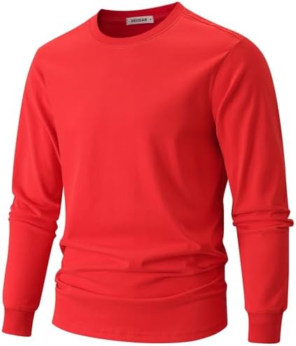 VEIISAR Herren Schwergewicht T-Shirt, Langarmshirt gebürstet - vorgewaschen