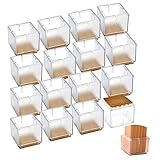 Pulluo 16Pcs Stuhlbeinkappen Rechteckig Stuhlbeinkappen Silikon Schutzkappen für Stuhlbeine Eckig Stuhlbein Schutz mit Filzpolster für Gartenmöbel Stahlrohrstühle Transparent 49-55mm