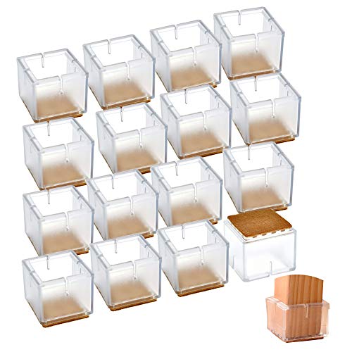 Pulluo 16pcs Protector Patas Sillas Tapas de Patas de Sillas para Piernas Silla Protectores Piso Almohadilla de Silicona para Muebles/ Sillas-Punta Silla Antirayaduras(Transparente, 49-55mm) Cover