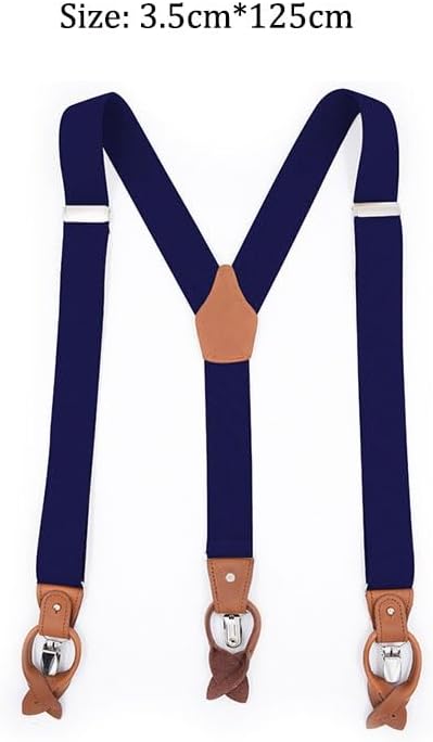 Elastic Band 6 Clips Button Men's Suspenders Solid-color Drawstring Trousers
