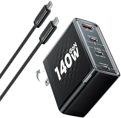 USB C Charger Block, 140W 4-Port PD 3.1 Compact GaN Laptop Fast Wall Charger Compatible with MacBook Pro 16", MacBook Air, Dell XPS, iPad Pro, iPhone 17 16 Series,Galaxy S24, Pixel 9, Steam Deck