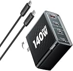 USB C Bloc du chargeur, 140W 4-Port PD 3.1 Compact GaN Chargeur mural rapide pour ordinateur portable compatible avec MacBook Pro 16", MacBook Air, Dell XPS, iPad Pro, iPhone 17 16 Series,Galaxy S24, Pixel 9, Deck à vapeur