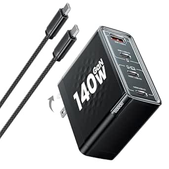 USB C Charger Block, 140W 4-Port PD 3.1 Compact GaN Laptop Fast Wall Charger Compatible with MacBook Pro 16&#34;, MacBook Air, Dell XPS, iPad Pro, iPhone 17 16 Series,Galaxy S24, Pixel 9, Steam Deck