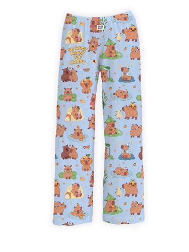 BRIEF INSANITY Lounge Pajama Pants for Men and Women | Unisex Cute Capybara Animal Print Bottoms - Comfy Ultra Soft Novelty Loungewear Pants (Do What Makes You Cappy XX-Large)