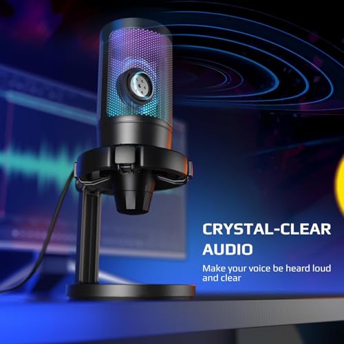 Fifine USB Microphone for PC Gaming, Computer Desktop Streaming Microphone with Mute Button, Gain Knob for Video Podcast, RGB Mic for PS4/PS5, Laptop A6NEO - Image 4