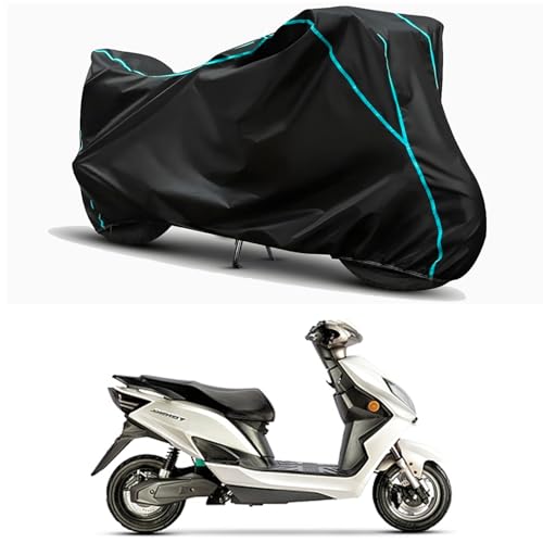 Image of Waterproof Bike Body Cover Compatible for | Evolet Derby Classic | Taffeta Fabric, Sky Piping Design, Bottom Elastic Fit | Dustproof, Sun UV & Rain Protection for All Weather.