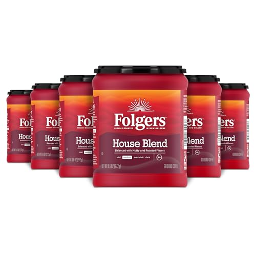 Image of Folgers House Blend Medium Roast Ground Coffee, 9.6 Ounces (Pack of 6)