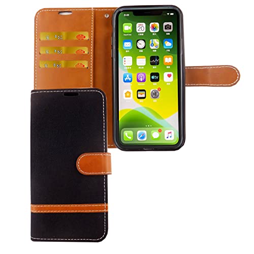 Housse anti-rayure iPhone 11 Pro Max König Design porte-carte avec support noir
