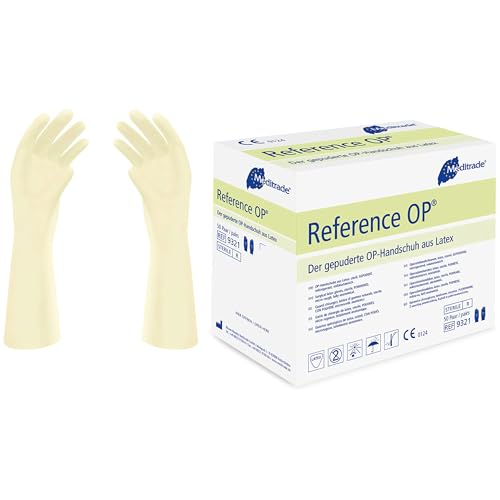 Meditrade 932175 Luvas de referência Gepuderte - látex estéril, tamanho 7,5 (embalagem de 100)