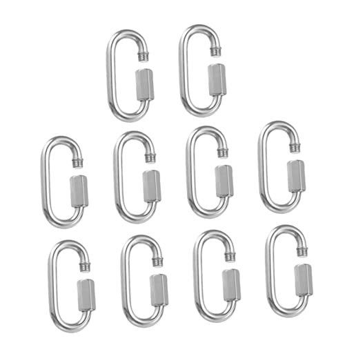 Warmhm 10pezzi Maglia di Catena in Acciaio Inox Gancio Vite Moschettone per Rimorchio Maglia Rapida Forma Moschettone Bloccaggio per Impieghi Gravosi