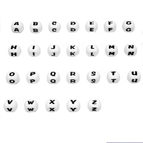 Coskiss 52pcs Silicone bébé Perles Teether perles lettre billes de silice en toute sécurité à mâcher de qualité alimentaire silicone perle soins de collier (52pcs) Cover