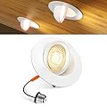 Amico 1 Pack 4 Inch Eyeball Gimbal Retrofit Can Lights, 90° Adjustable Directional 5CCT LED Recessed Lights, Dimmable, 2700K/3000K/3500K/4000K/5000K Selectable, 9W 700LM, ETL&FCC