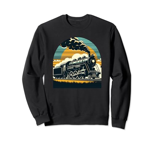 Vintage Steam Engine Train Locomotive Cool Sunset Railroad Sweatshirt